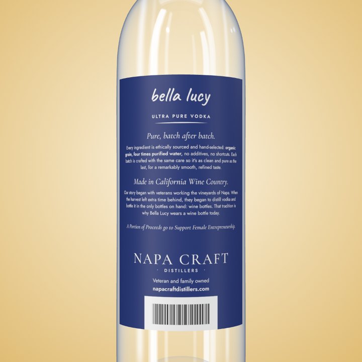 Bella Lucy back label: pure, batch after batch